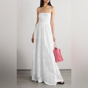 STAUD Brigitte open-back pintucked cotton-poplin maxi dress - White - S